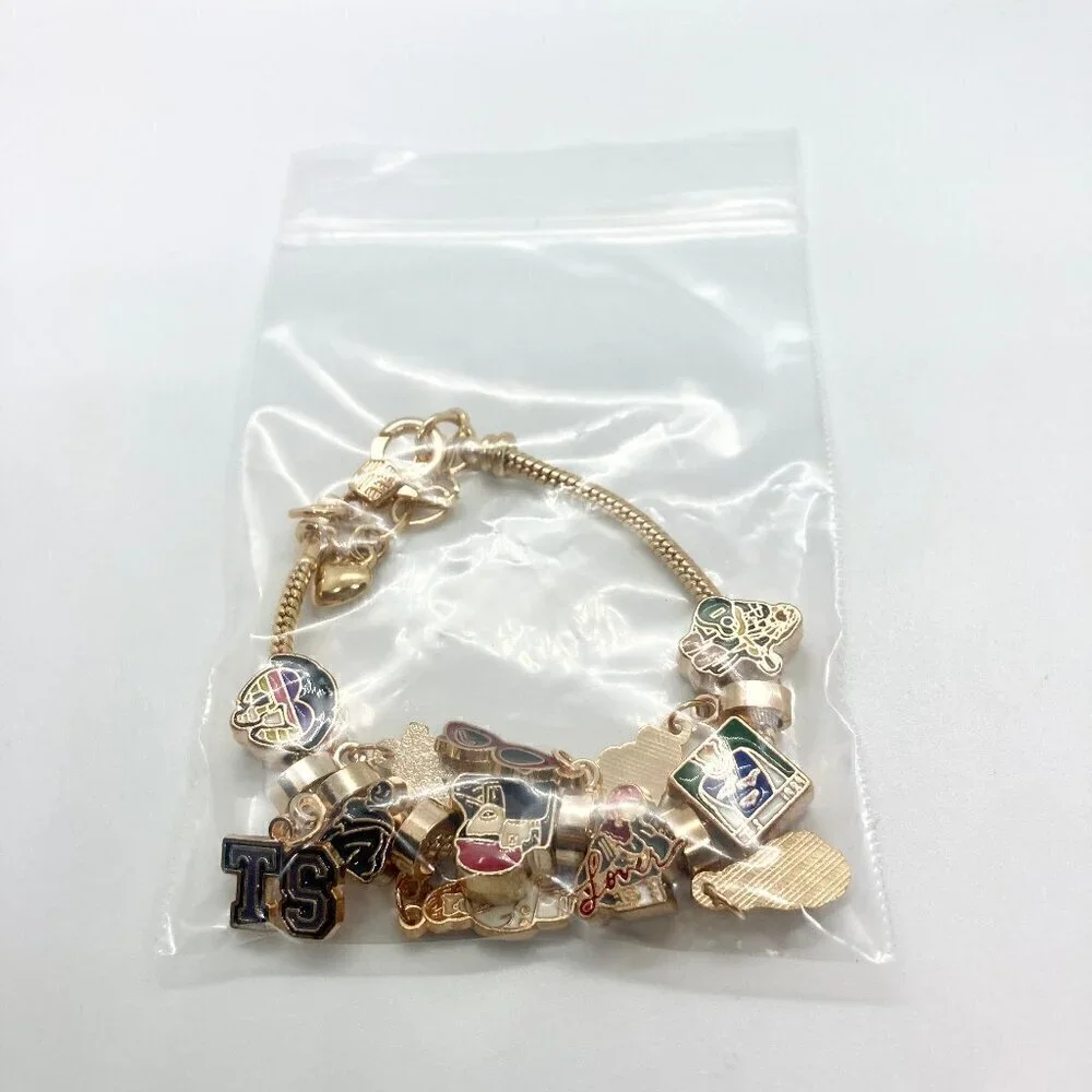 Taylor Swift Lover Gold Tone Snake Style Charm Bracelet